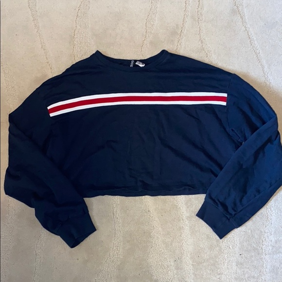 Cropped navy blue long sleeve shirt - Picture 1 of 1